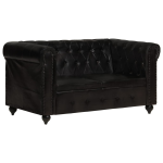 vidaXL Tweezitsbank Chesterfield-stijl echt leer - Negro