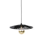 QAZQA Hanglamp zwart 46 cm incl. G125 kopspiegel goud dimbaar - Leia