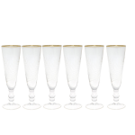 6x Champagneglazen Set Met Gravering En Gouden Rand Van Greengate - Handgemaakt (6 X 20 Cm)