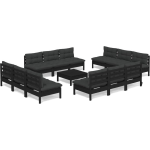 Vidaxl 13-delige Loungeset Met Antracietkleurige Kussens Grenenhout - Zwart