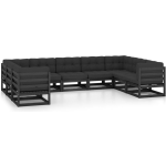 Vidaxl 9-delige Loungeset Met Kussens Massief Grenenhout - Negro