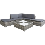 Vidaxl 6-delige Loungeset Met Kussens Poly Rattan - Grijs