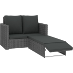 Vidaxl 2-delige Loungeset Met Kussens Poly Rattan - Grijs