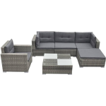 Vidaxl 6-delige Loungeset Met Kussens Poly Rattan - Grijs