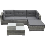 Vidaxl 5-delige Loungeset Met Kussens Poly Rattan - Grijs