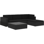 Vidaxl 5-delige Loungeset Met Kussens Poly Rattan - Zwart