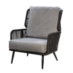 Tsubasa Lounge Chair Alu Black/rope Black/mixed Grey - Zwart