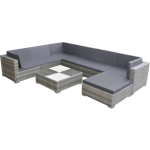 Vidaxl 8-delige Loungeset Met Kussens Poly Rattan - Grijs