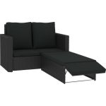 Vidaxl 2-delige Loungeset Met Kussens Poly Rattan - Zwart