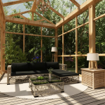 Vidaxl 5-delige Loungeset Met Kussens Poly Rattan - Grijs