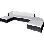 Vidaxl 6-delige Loungeset Met Kussens Poly Rattan - Zwart