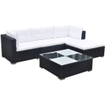 Vidaxl 5-delige Loungeset Met Kussens Poly Rattan - Zwart