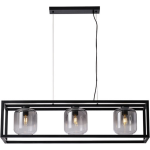 Freelight Hanglamp Dentro 3 Lichts L 110 Cm Rook Glas - Zwart