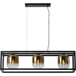 Freelight Hanglamp Dentro 3 Lichts L 110 Cm Glas Zwart - Goud