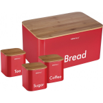 KINGHOFF Top Choice - Btrommel Set Rvs Met Hout - 35x23x18,5 Cm - Rood