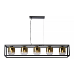 Freelight Hanglamp Dentro 5 Lichts L 160 Cm Goud Glas - Zwart