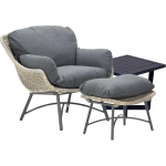 Garden Impressions Selene Relax Loungestoel Incl. Voetenbank En Kent Bijzettafel - Vintage Willow - Bruin