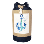 Anemoss Anchor Plunjezak Jute Tas - Strandtas Riet - Strandtassen Dames - Blauw