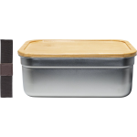 Krumble Lunchbox Rvs Met Houten Deksel Ene Elastiek - Bruin