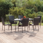 Vidaxl 7-delige Tuinset Poly Rattan - Zwart