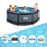 EXIT Toys Exit Zwembad Stone Grey - ø244x76 Cm - Frame Pool - Inclusief Accessoires - Grijs