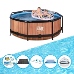 EXIT Toys Exit Zwembad Timber Style - ø244x76 Cm - Frame Pool - Inclusief Accessoires - Bruin
