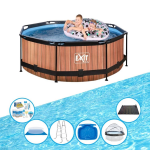EXIT Toys Exit Zwembad Timber Style - ø244x76 Cm - Frame Pool - Inclusief Toebehoren - Bruin