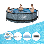 EXIT Toys Exit Zwembad Stone Grey - Frame Pool ø300x76cm - Complete Zwembadset - Grijs