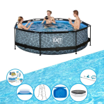 EXIT Toys Exit Zwembad Stone Grey - Frame Pool ø300x76cm - Met Toebehoren - Grijs