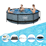 EXIT Toys Exit Zwembad Stone Grey - Frame Pool ø300x76cm - Zwembad Combi Deal - Grijs