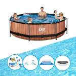 EXIT Toys Exit Zwembad Timber Style - Frame Pool ø300x76cm - Compleet Zwembadpakket - Bruin
