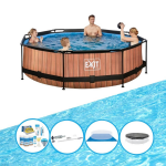 EXIT Toys Exit Zwembad Timber Style - Frame Pool ø300x76cm - Complete Zwembadset - Bruin
