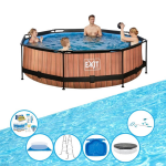 EXIT Toys Exit Zwembad Timber Style - Frame Pool ø300x76cm - Zwembadset - Bruin