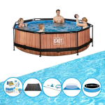 EXIT Toys Exit Zwembad Timber Style - Frame Pool ø300x76cm - Zwembad Bundel - Bruin