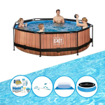 EXIT Toys Exit Zwembad Timber Style - Frame Pool ø300x76cm - Plus Accessoires - Bruin