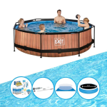 EXIT Toys Exit Zwembad Timber Style - Frame Pool ø300x76cm - Plus Bijbehorende Accessoires - Bruin