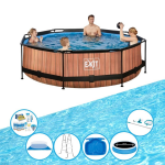 EXIT Toys Exit Zwembad Timber Style - Frame Pool ø300x76cm - Super Set - Bruin