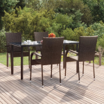 Vidaxl 5-delige Tuinset Poly Rattan - Bruin