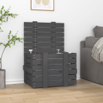 Vidaxl Opbergbox 58x40,5x42 Cm Massief Grenenhout - Gris