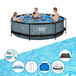 EXIT Toys Exit Zwembad Stone Grey - ø300x76 Cm - Frame Pool - Inclusief Toebehoren - Grijs