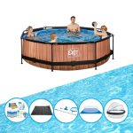 EXIT Toys Exit Zwembad Timber Style - ø300x76 Cm - Frame Pool - Inclusief Accessoires - Bruin