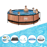 EXIT Toys Exit Zwembad Timber Style - ø300x76 Cm - Frame Pool - Inclusief Bijbehorende Accessoires - Bruin