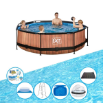 EXIT Toys Exit Zwembad Timber Style - ø300x76 Cm - Frame Pool - Inclusief Toebehoren - Bruin