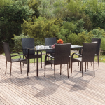 Vidaxl 7-delige Tuinset Poly Rattan - Zwart