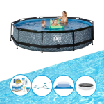 EXIT Toys Exit Zwembad Stone Grey - Frame Pool ø360x76cm - Compleet Zwembadpakket - Grijs