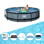 EXIT Toys Exit Zwembad Stone Grey - Frame Pool ø360x76cm - Bundelpakket - Grijs