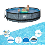 EXIT Toys Exit Zwembad Stone Grey - Frame Pool ø360x76cm - Super Set - Grijs