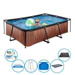 EXIT Toys Exit Zwembad Timber Style - Frame Pool 220x150x60 Cm - Inclusief Toebehoren - Bruin