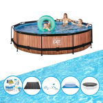 EXIT Toys Exit Zwembad Timber Style - Frame Pool ø360x76cm - Inclusief Bijbehorende Accessoires - Bruin
