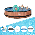 EXIT Toys Exit Zwembad Timber Style - Frame Pool ø360x76cm - Met Accessoires - Bruin